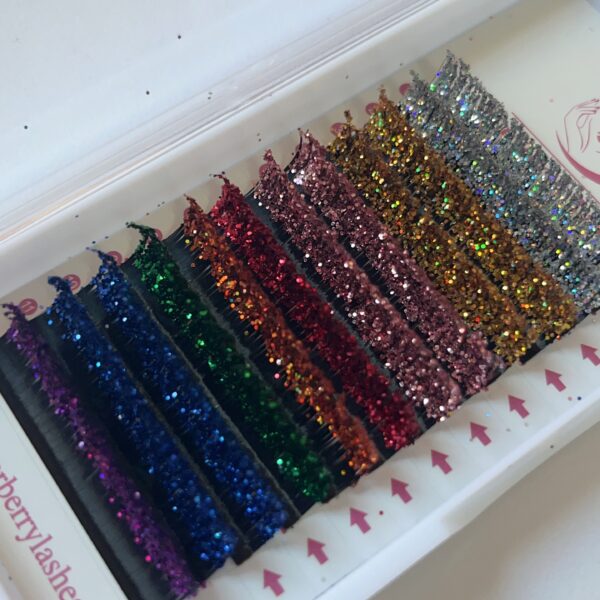 Colorful Glitter Lashes Tray Glitter Eyelash Extension Professional Volume Individual Cashmere Lash Extension - Image 2